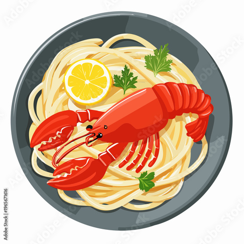 Hummer-Spaghetti in Safransauce