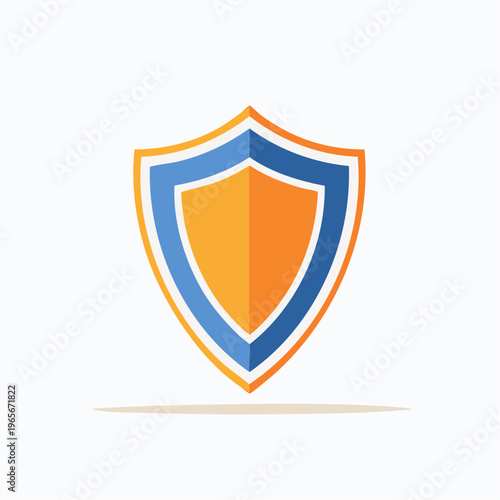 Orange and blue shield emblem, symbol of protection and security against threats