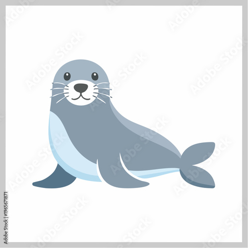 Adorable cartoon seal character with a friendly expression, perfect for children's designs, wildlife themes, and marine animal illustrations