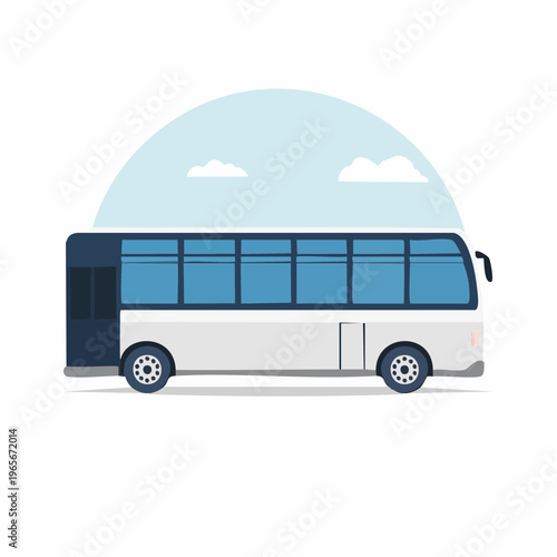 Modern public transit bus illustration for comfortable city travel and long-distance journeys, depicting efficient public transportation