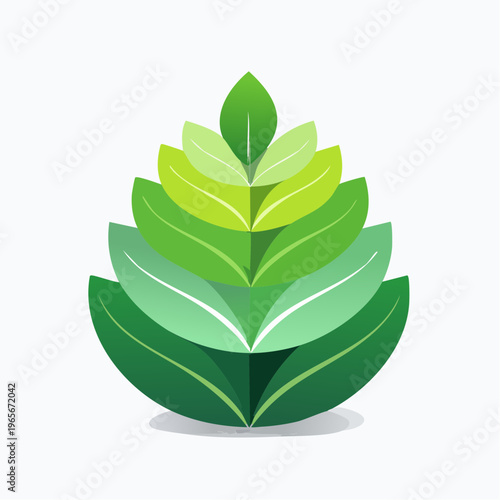 Green leaf growth and sustainability icon representing nature's cycle and environmental care