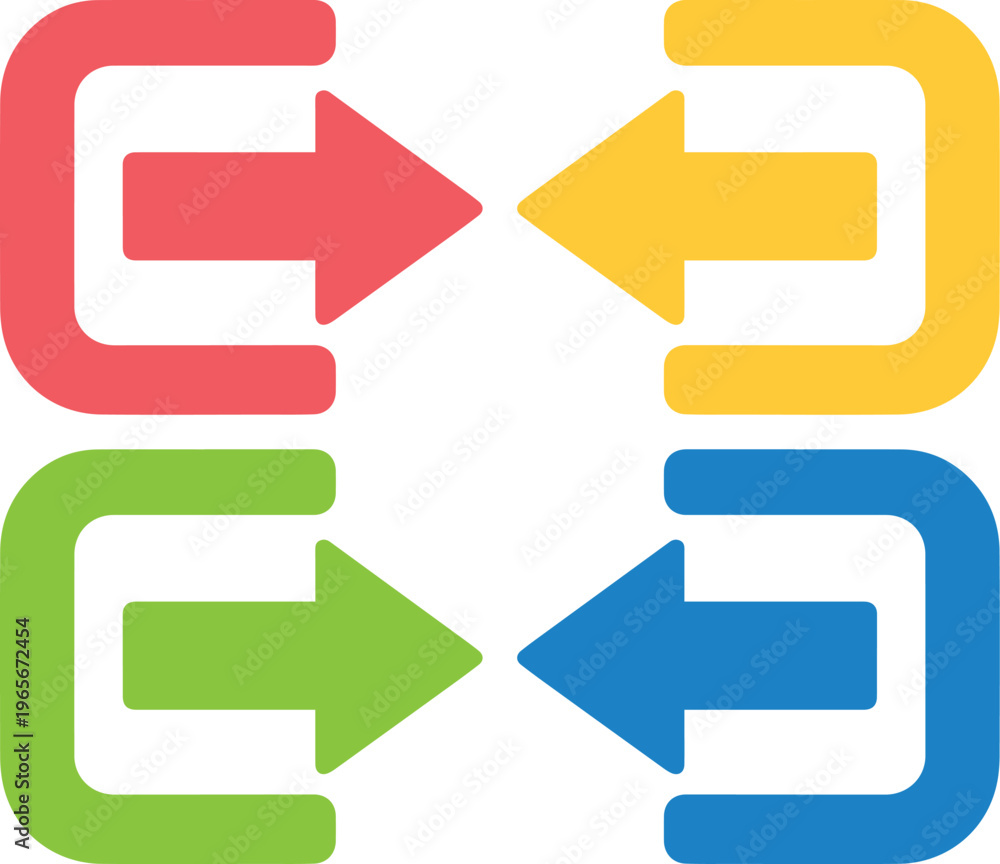 Obraz premium Colorful entry and exit arrows, vibrant login and logout icons, modern sign-in and sign-out vector graphics for user interfaces, web design, and digital applications