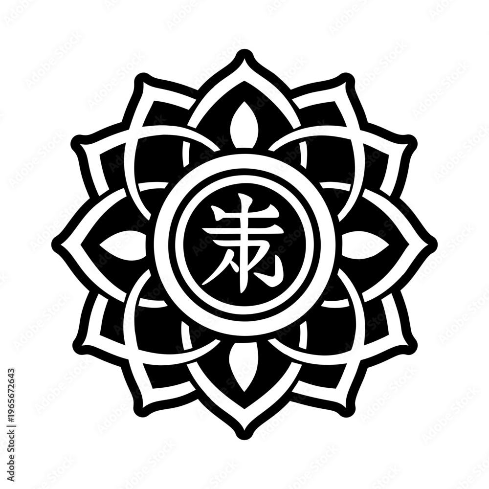 Fototapeta premium Mandala reiki icon in glyph style