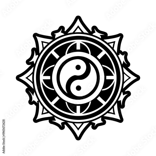 A glyph style icon of yin yang symbol