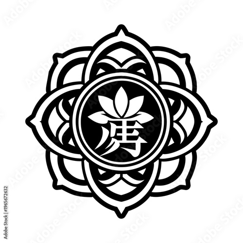 A solid style icon of reiki flower symbol