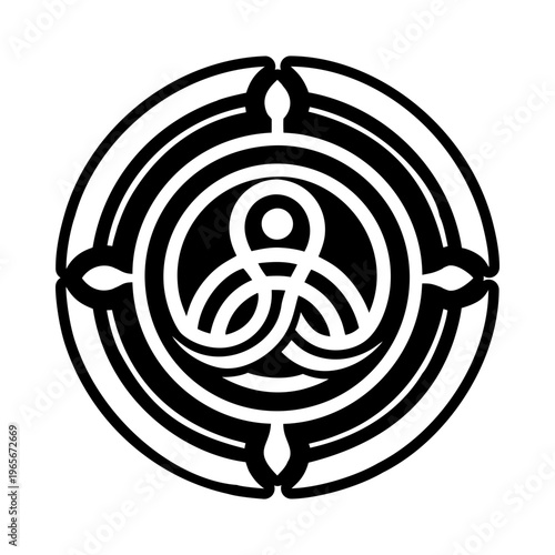 A glyph style icon of interlocked reiki symbol