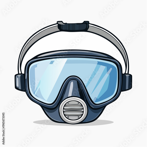 Vibrant cartoon vector of a high-quality diving mask, essential for thrilling underwater exploration and aquatic adventures