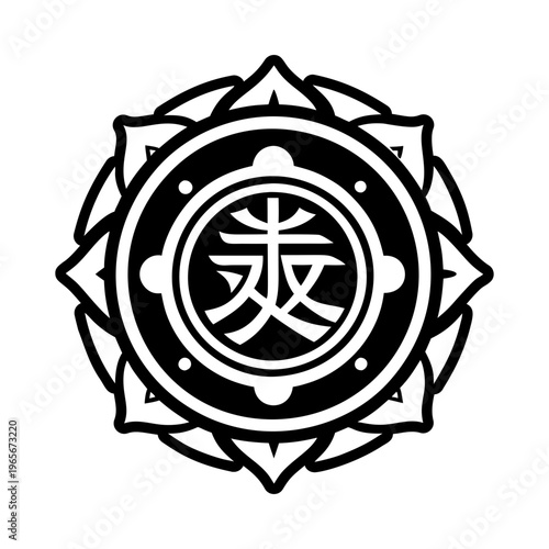 A solid style icon of reiki peace symbol