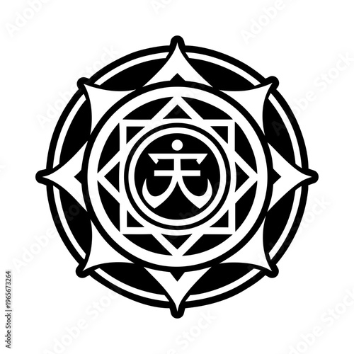 A glyph style icon of karuna symbol