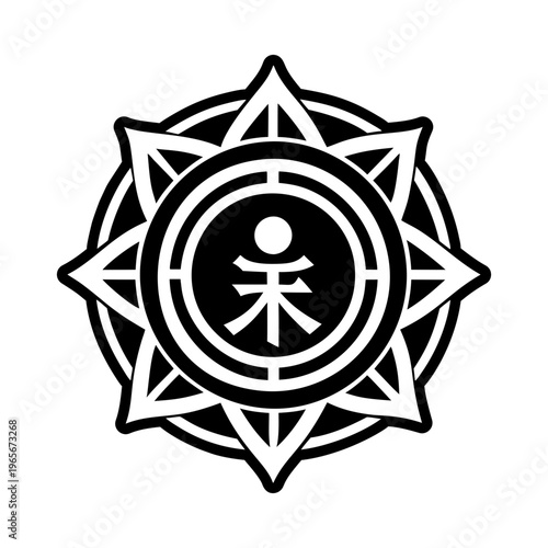 A filled style icon of karuna motif symbol