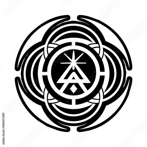 A solid style icon of resonance reiki symbol