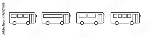 Collection of simple line art bus icons representing public transportation options