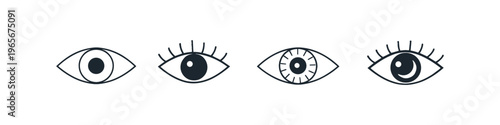 Collection of stylized eye icons representing different visions and perspectives