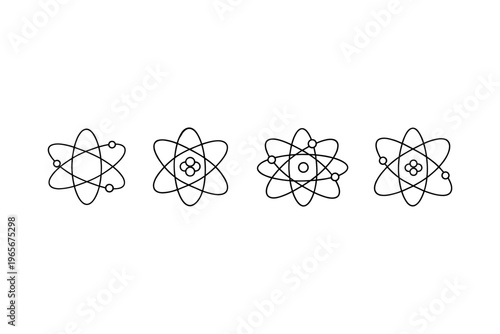 Collection of simple atomic models with orbiting electrons and nuclei