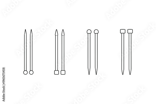 Collection of four pairs of knitting needles with different end styles
