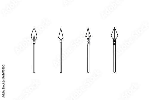 Collection of four distinct spearhead designs in a clean line art style