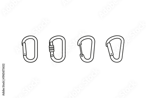 Collection of four distinct carabiner outlines on a white background