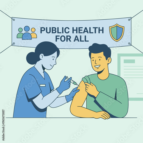 Nurse administers vaccine to smiling patient in clinic setting