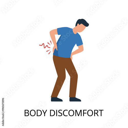 Man suffering from lower back pain, body discomfort illustration
