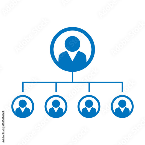 Vector of a hierarchical organizational structure with a leader and four team members.