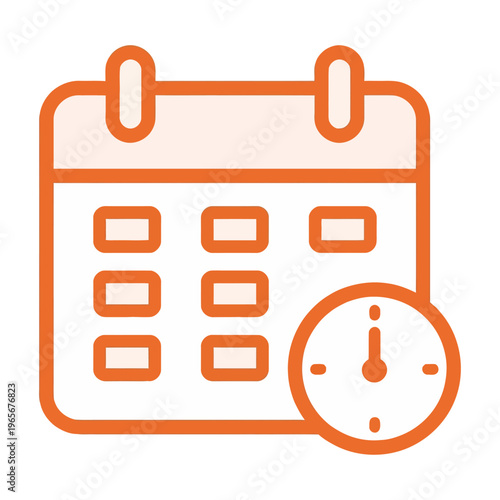 Vector of a calendar with a clock symbolizing scheduling and time management