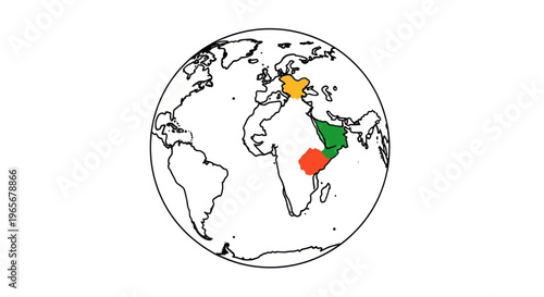 Fotografia World map with highlighted regions: Europe, Middle East, Africa