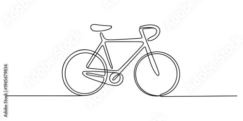 Bike vector illustration in one continuous editable line drawing style, Continuous one line drawing of bike or bicycle vector minimalism design. one line Icon drawing