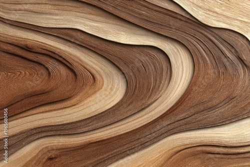 Close-up of undulating wooden surface with varied shades of brown and beige