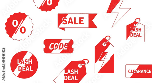 Red sale and discount tags for business promotions and advertising
