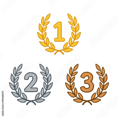 月桂樹の冠　金銀銅　アイコンセット