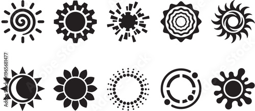 Black and white line collection of circular patterns and floral line circular patterns floral abstract shapes