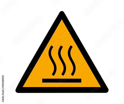 ISO 7010 W017 Hot surface sign illustration on transparent background. 

