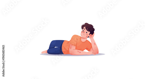 Man lying on stomach looking relaxed.