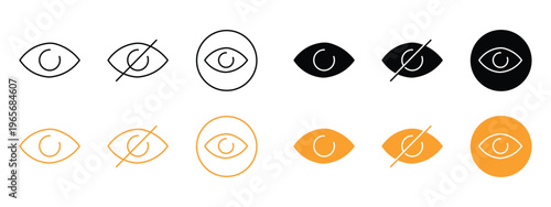 Eye visibility and hide password interface icon set. Vision view and secret private symbol. Vector Illustration.