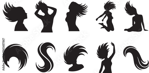 Black silhouette of various animals and birds in dynamic poses animal silhouettes bird silhouettes black shapes