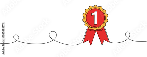 First place medal ribbon placed on white background graphic. no editable strokes