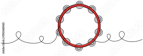 Tambourine centered with jingles forming circular musical instrument. no editable strokes