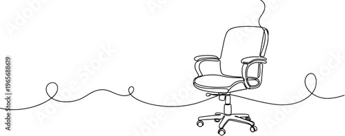 Office chair empty swivel positioned on floor with casters. no editable strokes