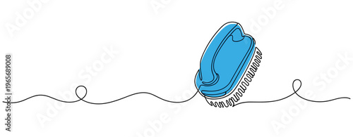 Handheld scrub brush tilted on continuous line background. no editable strokes