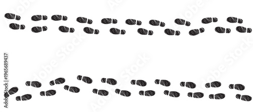 Vector illustration of footprint paths moving in opposite directions representing lifestyle choices, different perspectives and life decisions