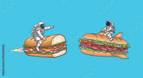 Astronauts Riding Sandwiches in Space.