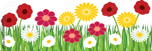 Foto Spring flowers banner. Hand drawn vector illustration.
