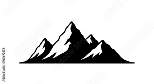 A black and white illustration of a mountain range on a plain background Abstrack background