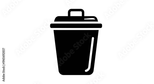 A simple black trash can icon on a white background Abstrack background
