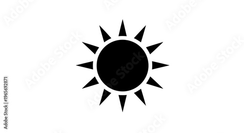 A simple black sun icon on a white background Abstrack background
