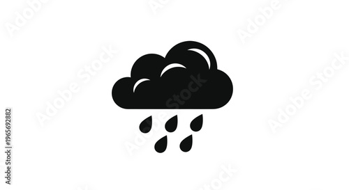 A simple black cloud with raindrops on a white background Abstrack background