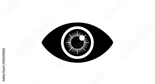 A stylized illustration of a human eye with a black and white design Abstrack background