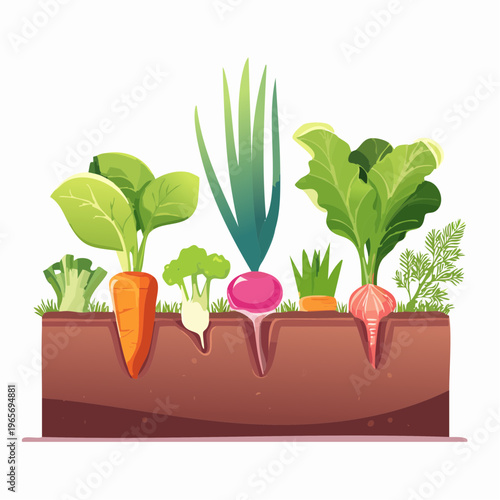 Fresh vegetables growing in fertile soil, a vibrant depiction of a home garden