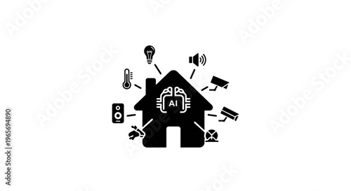A smart home system with AI technology controlling various devices Abstrack background