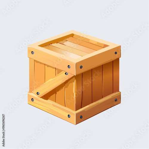 Wooden Crate Icon for Storage and Shipping Logistics